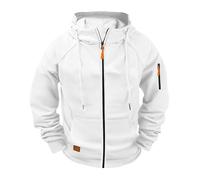 Hoodies For Men Uk, Winter Warm Hooded Sweatshirts Multi Pockets Sport Hooded Sweatshirts Solid Color Long Sleeved Sportswear Cotton Zip Up Hoodie With Drawstring Cargo Military Jacket