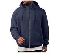Hoodies for Men Warm Fall Jackets Fleece Lined Hoody Swaetshirts Classic Comfortable Mens Hoodies Zip Up Pullover Long Sleeve Tops Winter Jackets with Pockets Casual Outwear Plus Size S-3XL Navy