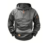 Hoodies for Men,Work Jumpers Mens Fleece Lined Cargo Military Hooded Sweatshirt Patchwork Tactical Pullover Tops Winter Gym Sports Outfits Hoody Essentials Hoodies with Zip Pockets Dark Gray