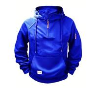 Hoodies for Men,Work Jumpers Mens Fleece Lined Cargo Military Hooded Sweatshirt Patchwork Tactical Pullover Tops Winter Gym Sports Outfits Hoody Essentials Hoodies with Zip Pockets Blue