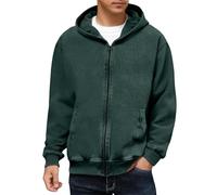 Hoodies for Men Zip Up Acid Washed Scuffers Hooded Full Zipper Pocket Jackets Winter Fall Long Sleeve Coats Clothes Hoddie para Hombre(Blackish Green, XL)