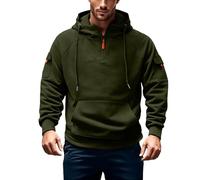 Hoodies for Men Zip Up,Work Jumpers Mens Cargo Military Hooded Sweatshirt Patchwork Tactical Pullover Sweater Tops Winter Gym Sports Outfits Hoody Essentials Hoodies with Zip Pockets Army Green