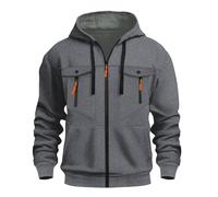 Hoodies for Men Zip Up,Work Jumpers Mens Fleece Lined Cargo Military Hooded Sweatshirt Patchwork Tactical Pullover Sweater Tops Winter Gym Outfits Hoody Essentials Hoodies with Pockets Dark Gray
