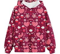 Hoodies for Teen Girls Like Heart Print Valentines Day Shirts Outfits Tween Girls Cute Tops Girls Fashion Sweatshirts220 Brick Red