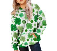 Hoodies for Teen Girls Shamrock Print St Patricks Day Shirts Outfits Tween Girls Cute Tops Girls Fashion Sweatshirts Hoodie for Boys (White, 11-13 Years)