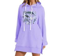 Hoodies For Women Beach Oversized Marine Organism Drawstring Pocket Seahorse Octopus Shark Whale Turtle Ladies Hoodie Winter Pullover Fall Hooded Sweatshirts (Light Violet, M) Ladies Winter Jackets
