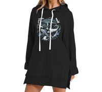 Hoodies For Women Beach Oversized Marine Organism Drawstring Pocket Seahorse Octopus Shark Whale Turtle Ladies Hoodie Causal Winter Pullover Fall Hooded Sweatshirts (Black, S) Quilted Jacket Womens