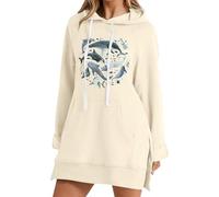 Hoodies For Women Beach Oversized Marine Organism Drawstring Pocket Seahorse Octopus Shark Whale Turtle Ladies Hoodie Pullover Fall Hooded Sweatshirts (Beige, S) Women's Outdoor Waterproof Jackets
