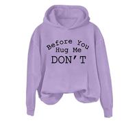 Hoodies For Women Bee You Hug Me Don't Holiday Activewear Long Sleeve Ladies Hoodie Pullover Winter Trendy Comfy Causal Fall Hooded Sweatshirts (Purple, XL) Women Winter Coat