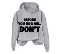Hoodies For Women Bee You Hug Me Don't Long Sleeve Holiday Activewear Ladies Hoodie Pullover Winter Hooded Sweatshirts Comfy Causal Trendy Fall (Grey, XXL) Women's Suit Jackets & Blazers