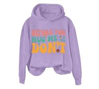 Hoodies For Women Bee You Hug Me Don't Long Sleeve Holiday Activewear Ladies Hoodie Pullover Winter Hooded Sweatshirts Fall Comfy Causal Trendy (Purple, XL) Womens Winter Jackets