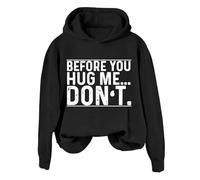 Hoodies For Women Bee You Hug Me Don't Long Sleeve Holiday Activewear Ladies Hoodie Pullover Winter Hooded Sweatshirts Comfy Causal Fall Trendy (Black, L) Womens Coats Jackets