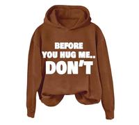 Hoodies For Women Bee You Hug Me Don't Long Sleeve Holiday Activewear Ladies Hoodie Pullover Winter Hooded Sweatshirts Comfy Causal Trendy Fall (Coffee, 5XL) Faux Fur Coat Women