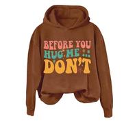 Hoodies For Women Bee You Hug Me Don't Long Sleeve Holiday Activewear Ladies Hoodie Pullover Winter Hooded Sweatshirts Fall Comfy Causal Trendy (Coffee, 4XL) Fleece Jacket Women