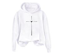 Hoodies For Women Cross Heart Long Sleeve Holiday Activewear Ladies Hoodie Pullover Winter Fall Hooded Sweatshirts Trendy Comfy Causal (White, XXL) Faux Fur Coat Women