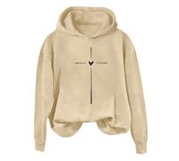 Hoodies For Women Cross Heart Long Sleeve Holiday Activewear Ladies Hoodie Pullover Winter Fall Hooded Sweatshirts Trendy Comfy Causal (Khaki, L) Autumn Jacket Women