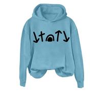 Hoodies For Women Cross Long Sleeve Holiday Activewear Ladies Hoodie Pullover Winter Fall Trendy Comfy Causal Hooded Sweatshirts (Light Blue, XL) Long Padded Coats For Women Uk