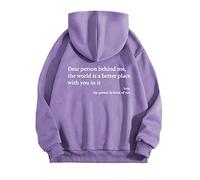 Hoodies for Women Dear Person Behind Me Letter Print Sweatshirts for Womens Long Sleeve Funny Word Graphic Street Fashion Hooded Sweatshirt Tops Y2K Kawaii Preppy Jumper Top for Teen Girls Ladies