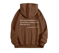 Hoodies for Women Dear Person Behind Me Letter Print Sweatshirts for Womens Long Sleeve Funny Word Graphic Street Fashion Hooded Sweatshirt Tops Y2K Kawaii Preppy Jumper Top for Teen Girls Ladies