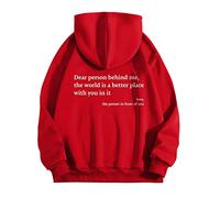 Hoodies for Women Dear Person Behind Me Letter Print Sweatshirts for Womens Long Sleeve Funny Word Graphic Street Fashion Hooded Sweatshirt Tops Y2K Kawaii Preppy Jumper Top for Teen Girls Ladies