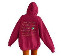 Hoodies for Women Dear Person Behind Me Letter Print Sweatshirts for Womens Long Sleeve Funny Word Graphic Street Fashion Hooded Sweatshirt Tops Y2K Kawaii Preppy Jumper Top for Teen Girls Ladies