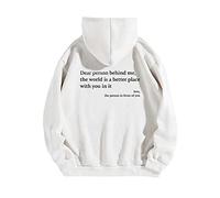 Hoodies for Women Dear Person Behind Me Letter Print Sweatshirts for Womens Long Sleeve Funny Word Graphic Street Fashion Hooded Sweatshirt Tops Y2K Kawaii Preppy Jumper Top for Teen Girls Ladies