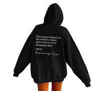 Hoodies for Women Dear Person Behind Me Letter Print Sweatshirts for Womens Long Sleeve Funny Word Graphic Street Fashion Hooded Sweatshirt Tops Y2K Kawaii Preppy Jumper Top for Teen Girls Ladies