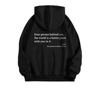 Hoodies for Women Dear Person Behind Me Letter Print Sweatshirts for Womens Long Sleeve Funny Word Graphic Street Fashion Hooded Sweatshirt Tops Y2K Kawaii Preppy Jumper Top for Teen Girls Ladies