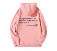 Hoodies for Women Dear Person Behind Me Letter Print Sweatshirts for Womens Long Sleeve Funny Word Graphic Street Fashion Hooded Sweatshirt Tops Y2K Kawaii Preppy Jumper Top for Teen Girls Ladies
