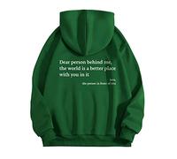 Hoodies for Women Dear Person Behind Me Letter Print Sweatshirts for Womens Long Sleeve Funny Word Graphic Street Fashion Hooded Sweatshirt Tops Y2K Kawaii Preppy Jumper Top for Teen Girls Ladies