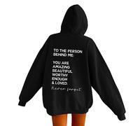 Hoodies for Women Dear Person Behind Me Letter Print Sweatshirts for Womens Long Sleeve Funny Word Graphic Street Fashion Hooded Sweatshirt Tops Y2K Kawaii Preppy Jumper Top for Teen Girls Ladies