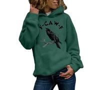 Hoodies For Women F Caw F Crow Drawstring Pocket Loose Fit Ladies Hoodie Comfy Causal Trendy Winter Pullover Hooded Sweatshirts Fall (Blackish Green, XXL) Ladies Wool Coats