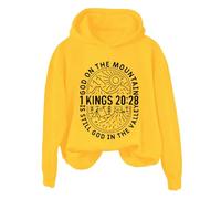 Hoodies For Women God On The Mountain Is Still God In The Valley Long Sleeve Holiday Activewear Ladies Hoodie Pullover Winter Comfy Causal Hooded Sweatshirts Fall (Yellow, XXL) Fleece Jacket Women
