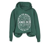 Hoodies For Women God On The Mountain Is Still God In The Valley Long Sleeve Holiday Activewear Ladies Hoodie Pullover Winter Comfy Causal Hooded Sweatshirts Fall (Green, XXL) Hoodies For Women Uk