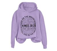 Hoodies For Women God On The Mountain Is Still God In The Valley Long Sleeve Holiday Activewear Ladies Hoodie Pullover Winter Comfy Causal Hooded Sweatshirts Trendy Fall (Purple, XXL) Women Sweatshirt