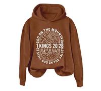 Hoodies For Women God On The Mountain Is Still God In The Valley Long Sleeve Holiday Activewear Ladies Hoodie Pullover Winter Comfy Causal Hooded Sweatshirts Trendy Fall (Coffee, S) Hoodie Women