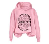 Hoodies For Women God On The Mountain Is Still God In The Valley Long Sleeve Holiday Activewear Ladies Hoodie Pullover Winter Comfy Causal Hooded Sweatshirts Fall (Pink, 3XL) Thermal Hoodie Women