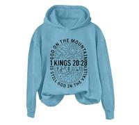 Hoodies For Women God On The Mountain Is Still God In The Valley Long Sleeve Holiday Activewear Ladies Hoodie Pullover Winter Comfy Causal Hooded Sweatshirts Fall (Light Blue, 5XL) Red Hoodie Women