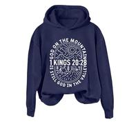 Hoodies For Women God On The Mountain Is Still God In The Valley Long Sleeve Holiday Activewear Ladies Hoodie Pullover Winter Comfy Causal Hooded Sweatshirts Trendy Fall (Blue, M) Hooded Blanket Women