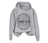 Hoodies For Women God On The Mountain Is Still God In The Valley Long Sleeve Holiday Activewear Ladies Hoodie Pullover Winter Comfy Causal Hooded Sweatshirts Fall (Grey, 4XL) Ladies Hoodies Size 18-20