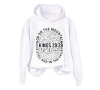 Hoodies For Women God On The Mountain Is Still God In The Valley Long Sleeve Holiday Activewear Ladies Hoodie Pullover Winter Comfy Causal Hooded Sweatshirts Trendy Fall (White, XL) Women's Coats