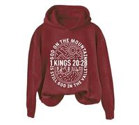 Hoodies For Women God On The Mountain Is Still God In The Valley Long Sleeve Holiday Activewear Ladies Hoodie Pullover Winter Comfy Causal Hooded Sweatshirts Fall (Red, M) Womens Hoodies Size 16