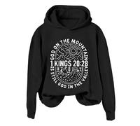Hoodies For Women God On The Mountain Is Still God In The Valley Long Sleeve Holiday Activewear Ladies Hoodie Pullover Winter Comfy Causal Hooded Sweatshirts Fall (Black, 3XL) Christmas Hoodie Women