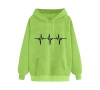 Hoodies For Women Heart Ekg Heartbeat Drawstring Pocket Flower Loose Fit Ladies Hoodie Comfy Causal Trendy Pullover Winter Hooded Sweatshirts Fall (Light Green, S) Waterproof Womens Jacket