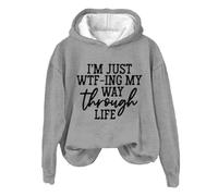 Hoodies For Women I'm Just Wtf-Ing My Way Through Life Holiday Activewear Long Sleeve Ladies Hoodie Pullover Comfy Causal Winter Hooded Sweatshirts Fall Trendy (Grey, M) Bed Jackets For Elderly Women