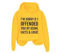 Hoodies For Women I'm Sorry If I Offended You By Using Facts Logic Long Sleeve Holiday Activewear Ladies Hoodie Pullover Winter Comfy Causal Hooded Sweatshirts Fall (Yellow, 3XL) Jacket For Women