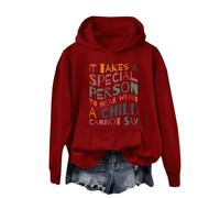 Hoodies For Women It Takes A Special Person To Hear What A Child Cannot Say Printed Long Sleeve Ladies Hoodie Pullover Hooded Sweatshirts Fall Winter Comfy Causal (Red, M) Womens Waterproof Jackets