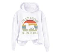 Hoodies For Women Ive Got Friends In Low Places Dachshund Holiday Activewear Long Sleeve Ladies Hoodie Pullover Winter Fall Comfy Causal Hooded Sweatshirts (White, XXL) Waterproof Trench Coat Women
