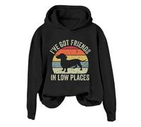 Hoodies For Women Ive Got Friends In Low Places Dachshund Holiday Activewear Long Sleeve Ladies Hoodie Pullover Winter Trendy Fall Comfy Causal Hooded Sweatshirts (Black, S) Ladies Lightweight Jackets