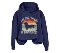 Hoodies For Women Ive Got Friends In Low Places Dachshund Holiday Activewear Long Sleeve Ladies Hoodie Pullover Winter Fall Comfy Causal Hooded Sweatshirts (Blue, L) Fleece Lined Waterproof Coat Women